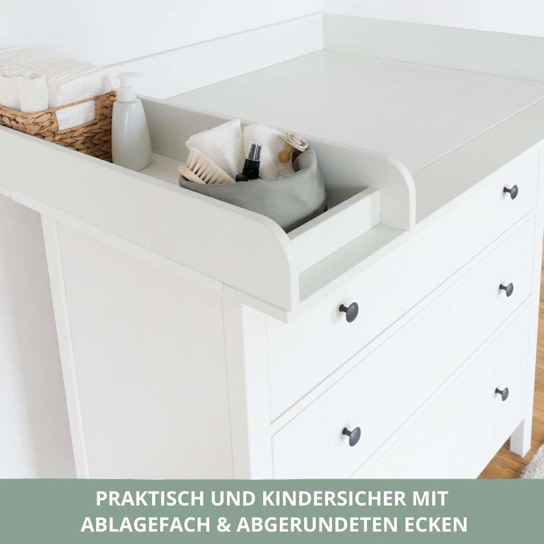 Wickelaufsatz Set für IKEA HEMNES – mit Aufsatz, Wickelauflage & Umrandung aus 100% Baumwolle (Blush