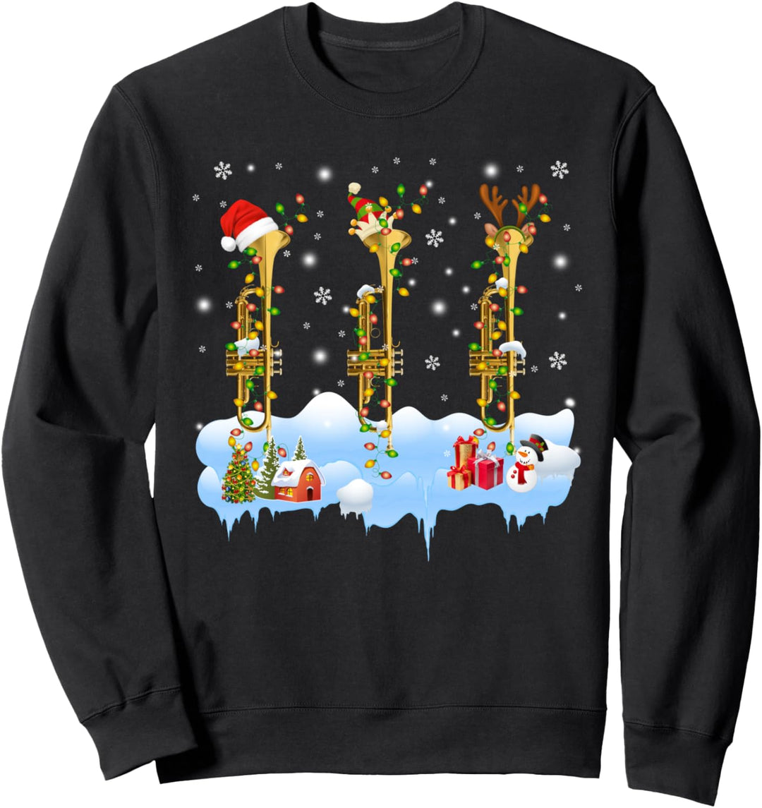 Santa ELF Rentier Trompete Musikinstrumente Musiker Sweatshirt