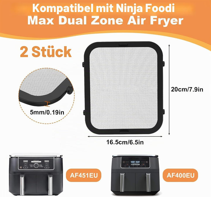 2 Stück Edelstahl Spritzschutz für Ninja Foodi Max Dual Zone AF400EU & AF451EU Heissluftfritteuse, M
