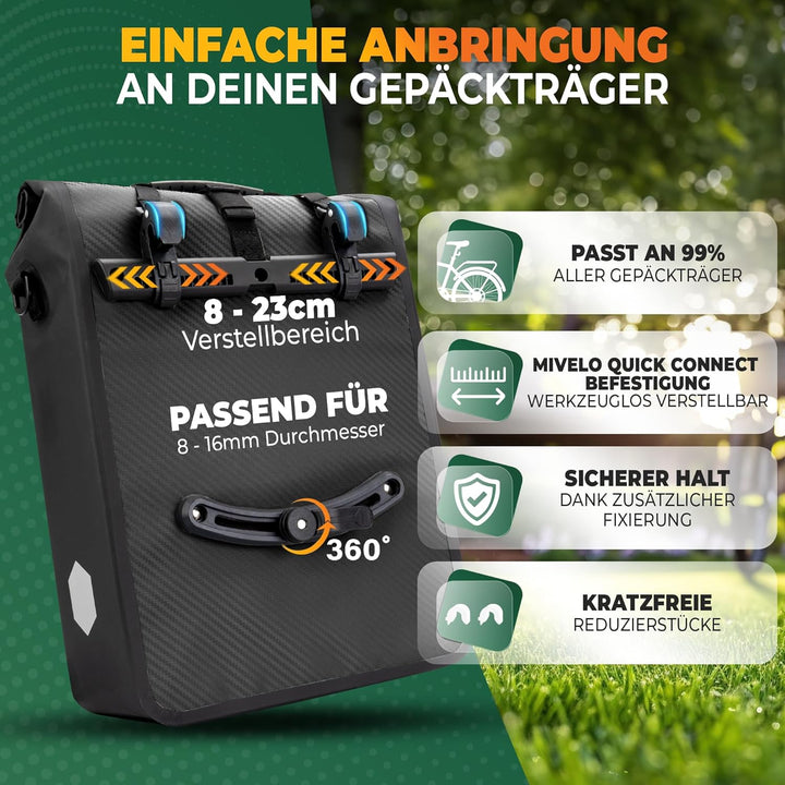 MIVELO 2in1 Fahrradtasche für Gepäckträger Gepäckträgertasche 100% wasserdicht Fahrrad Tasche für Ge