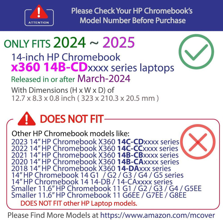 mCover Hartschalen-Schutzhülle, nur kompatibel mit HP Chromebook x360 14B-CD0000 Serie (2024-2025) (