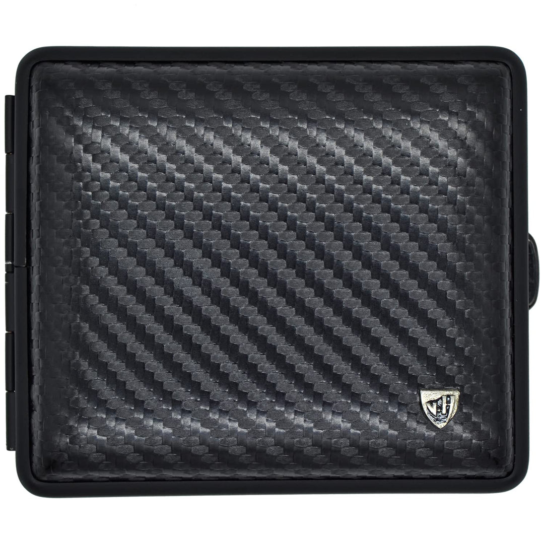 v.H 1912 VOM HOFE MANUFAKTUR Zigarettenetui Echtleder, Handmade in Germany, Carbon mit matt schwarze