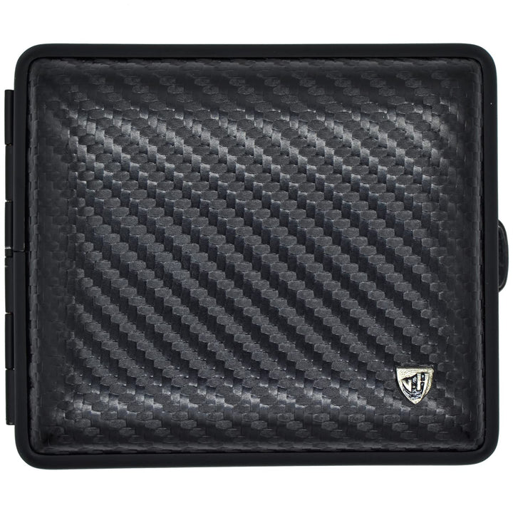 v.H 1912 VOM HOFE MANUFAKTUR Zigarettenetui Echtleder, Handmade in Germany, Carbon mit matt schwarze