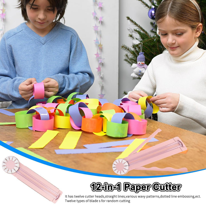 Kantenschneider für Papierarbeiten,12-in-1Schneidemaschine Papier Mit Schnittlinienführung Und Seite