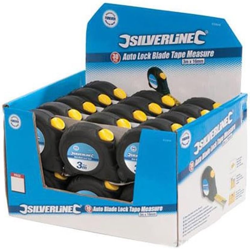 Silverline 633848 Messband mit automatischer Sperre, 868787 5 m x 19 mm (Box of 30), 5 m x 19 mm (Bo