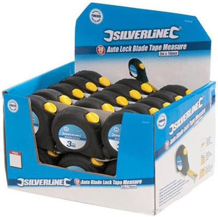 Silverline 633848 Messband mit automatischer Sperre, 868787 5 m x 19 mm (Box of 30), 5 m x 19 mm (Bo