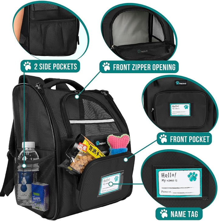 PetAmi Hunderucksack für kleine und grosse Katze, Haustier, Welpen, belüfteter Haustier-Wanderrucksa