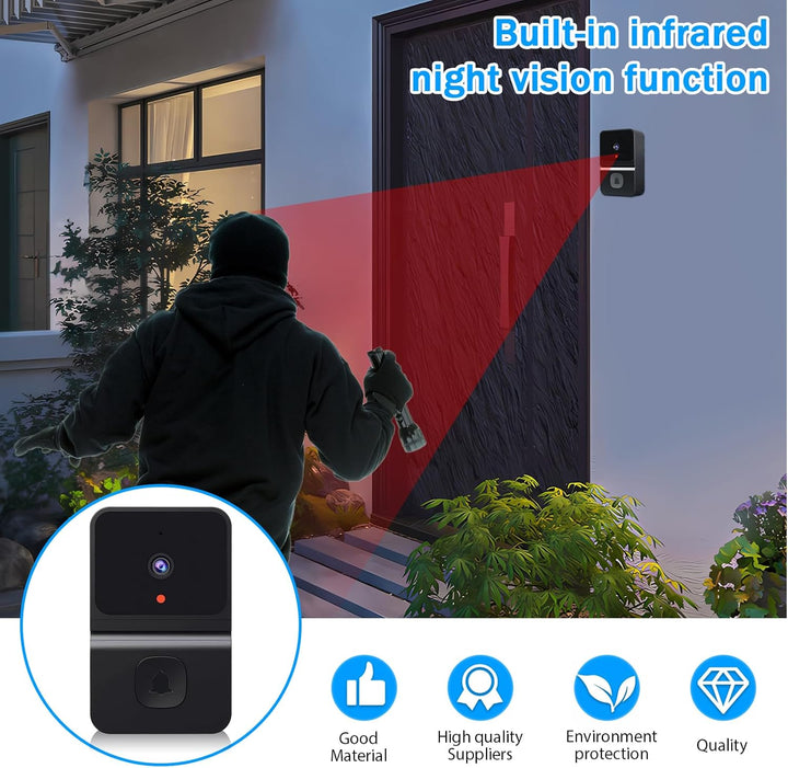 Video Türklingel mit Kamera Kabellos, WLAN Video Türklingel mit Kamera, 2.4GWifi Video Doorbell Nach
