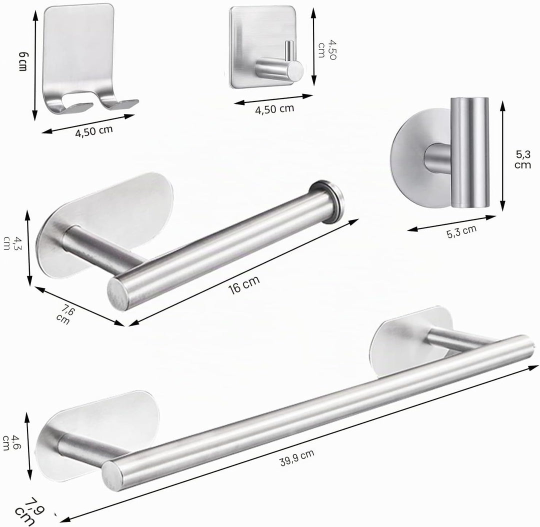 laimew 7 pcs Black Bathroom Accessory Set Silver