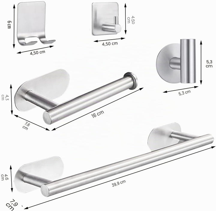 laimew 7 pcs Black Bathroom Accessory Set Silver