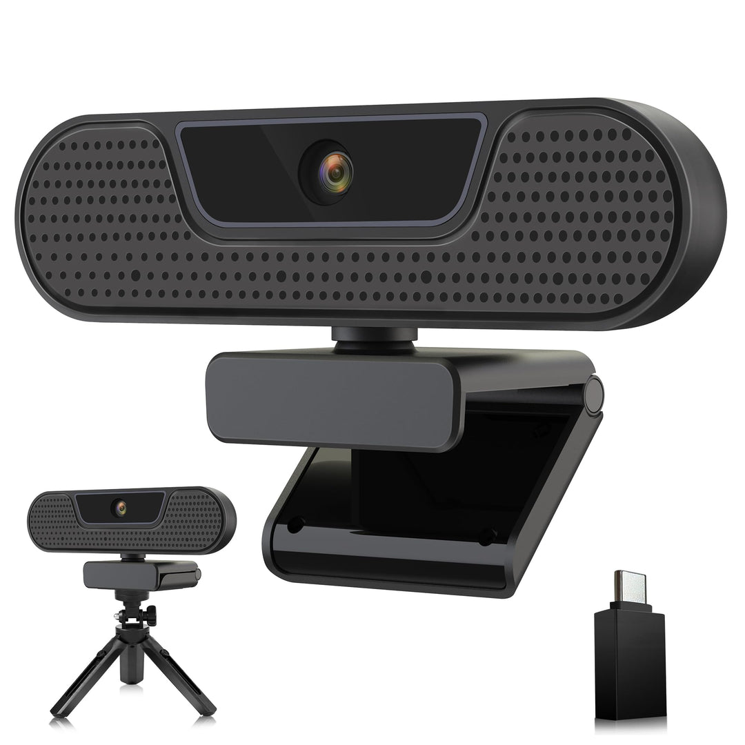W4GS 2K Webcam mit 4 Mikrofon, PC Webcam 1080P 60FPS, Autofokus, Geräuschunterdrückung, Lichtkorrekt