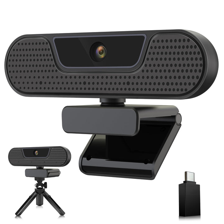 W4GS 2K Webcam mit 4 Mikrofon, PC Webcam 1080P 60FPS, Autofokus, Geräuschunterdrückung, Lichtkorrekt
