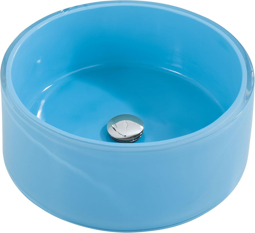 Wenko 18920100 Waschbecken Tropic Blue - mit Pop-Up Abfluss, Polyresin, Ø 43 x 16 cm, hellblau