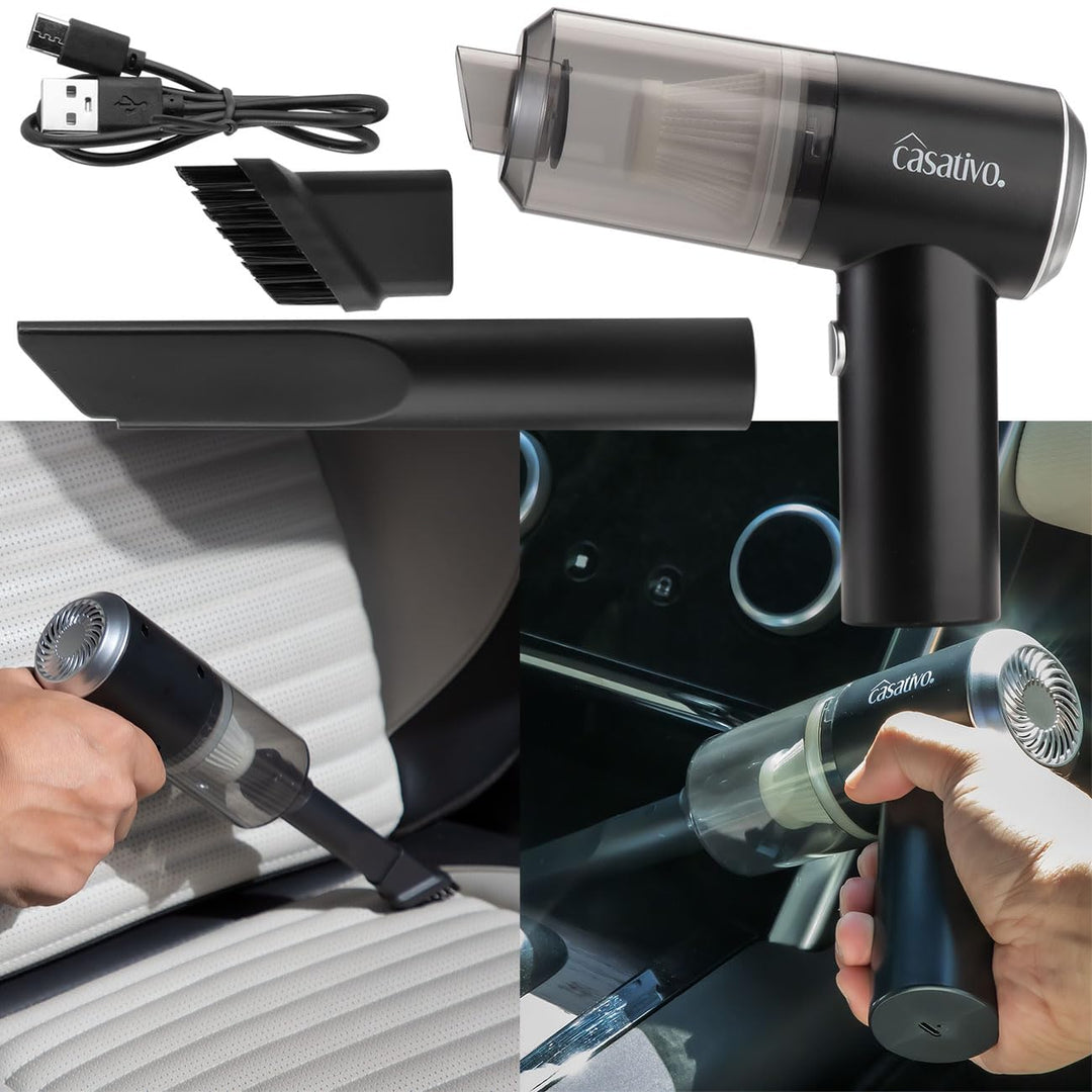 Kompakter Akku-Handstaubsauger mit LED-Leuchte, leistungsstarkem HEPA-Filter & 3 kPa Saugkraft, schw
