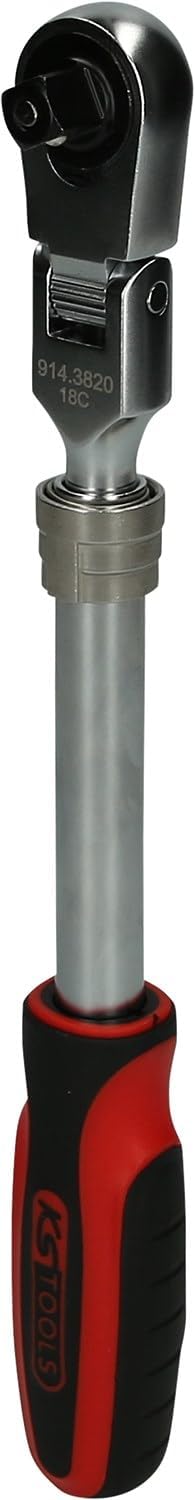 KS Tools 914.3820 3/8" SlimPOWER Teleskop-Gelenk-Umschaltknarre, 72 Zahn