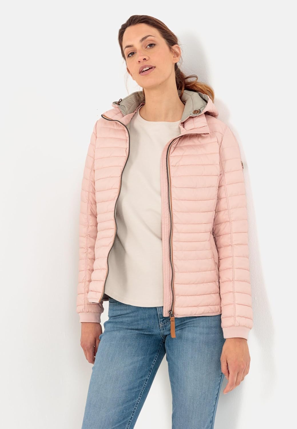 camel active Damen leichte Steppjacke mit abnehmbarer Kapuze 42 Blouson Rose, 42 Blouson Rose