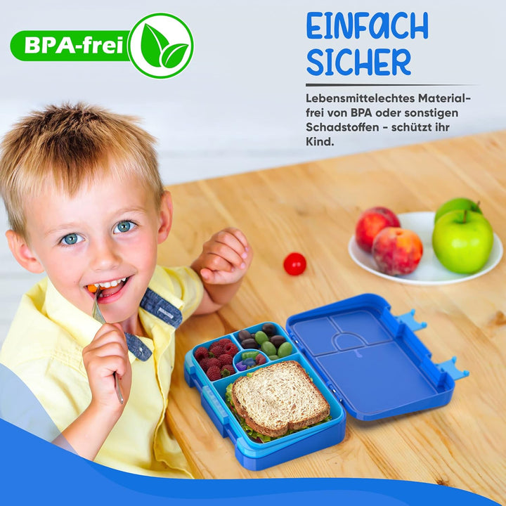 TAKWAY Brotdose Kinder mit Fächern 4+2 - robust & kinderfreundlich - Bento Box Lunchbox für KiTa Sch