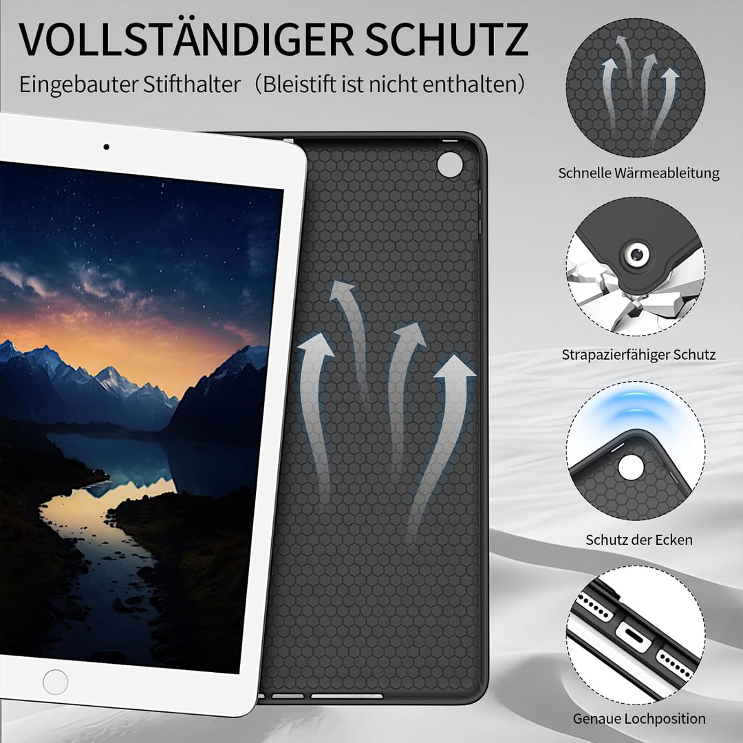 Hülle mit Tastatur für iPad 9. / 8. / 7. Generation 10,2 Zoll 2021/2020/2019, Bluetooth Magnetisch Q