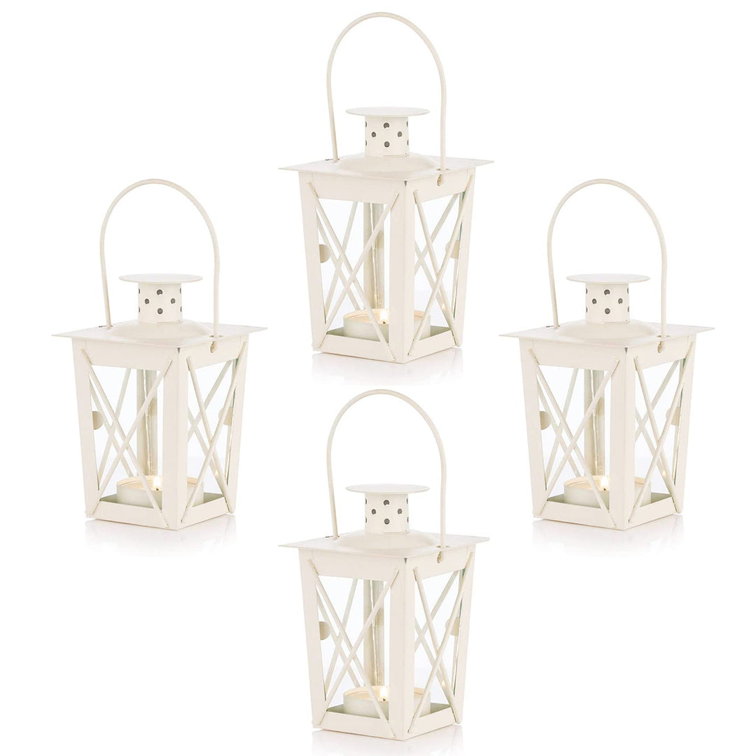 NUPTIO 4 Stück Lanterne en Verre à Terre Suspendue, Lanterne en Verre Portable, Petite Lanterne Rétr