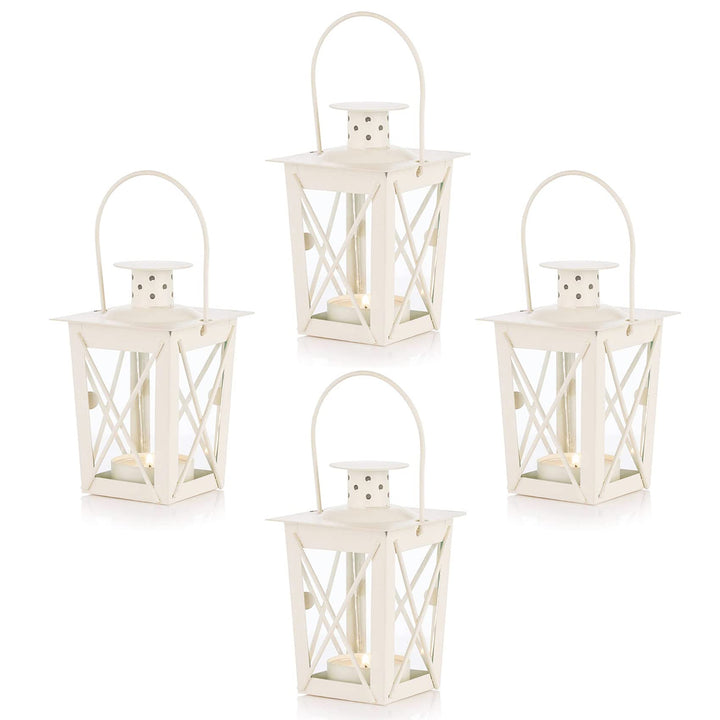 NUPTIO 4 Stück Lanterne en Verre à Terre Suspendue, Lanterne en Verre Portable, Petite Lanterne Rétr
