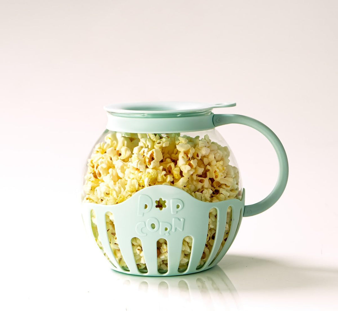 JOCCA Popcornbox aus Glas, 2,2 l, Silikon-Buttergitter, spülmaschinenfest, hohe Temperaturen, Gesund