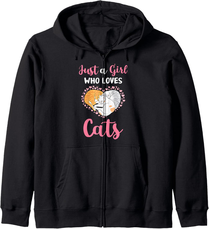 Just A Girl Who Loves Cats Cute Cat Lover Girls Gift Kapuzenjacke
