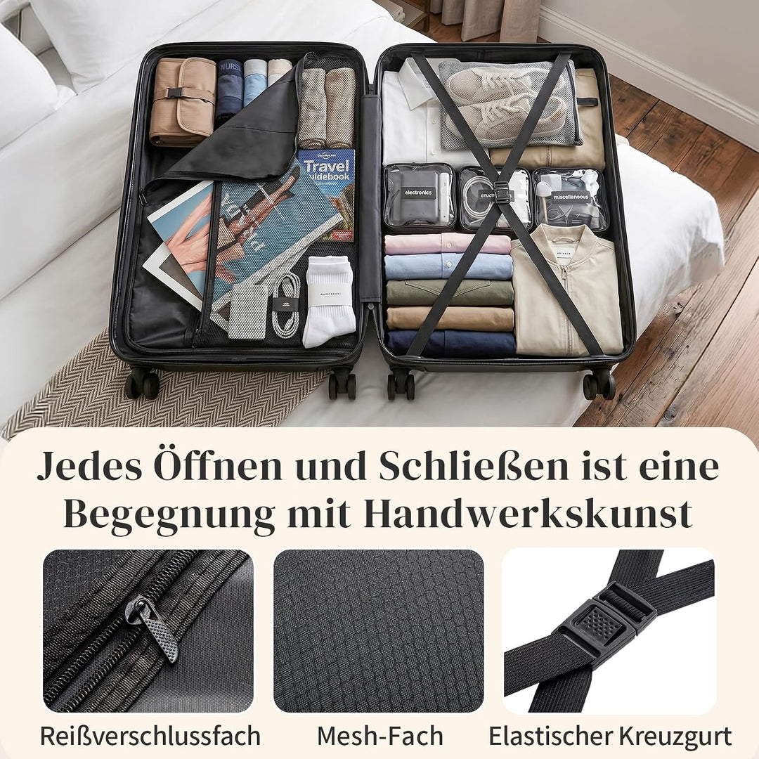 LEADZM Koffer Set 5 teilig mit Kosmetikkoffer aus PP (Altrosa) | 4x stossfester, kältefest bis -35 °