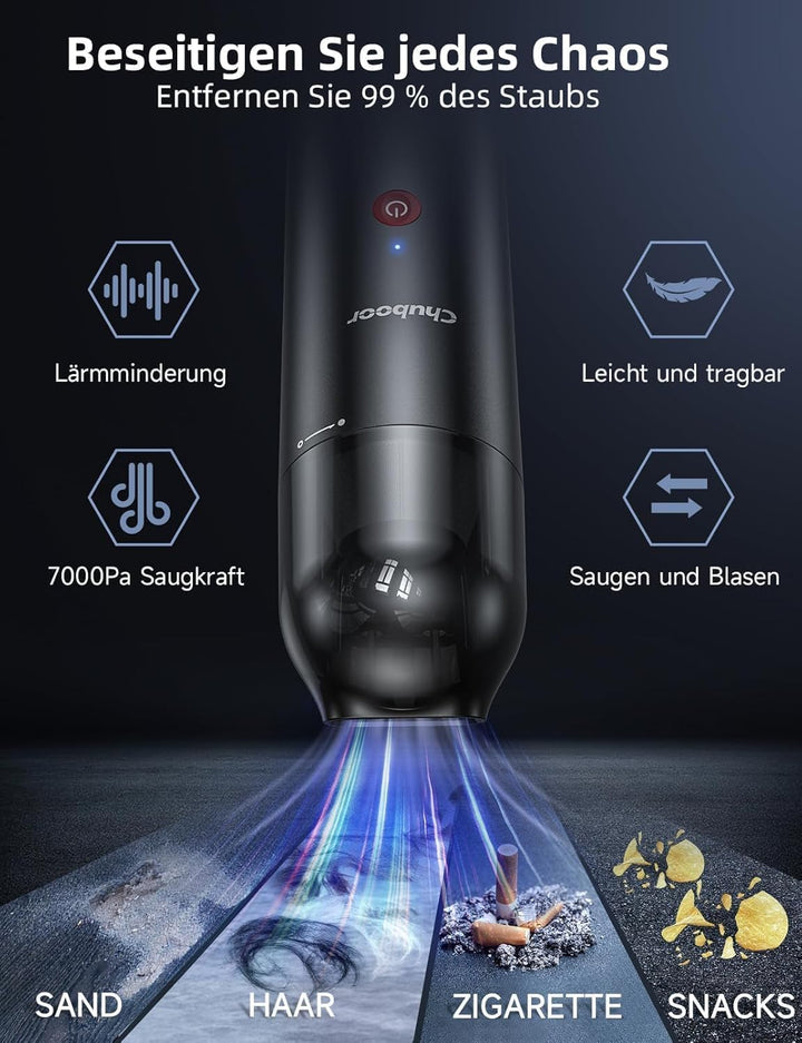 Chuboor Handheld Vacuum Cordless Handstaubsauger akku, Leistungsstarker Akku Handstaubsauger Hohe Le