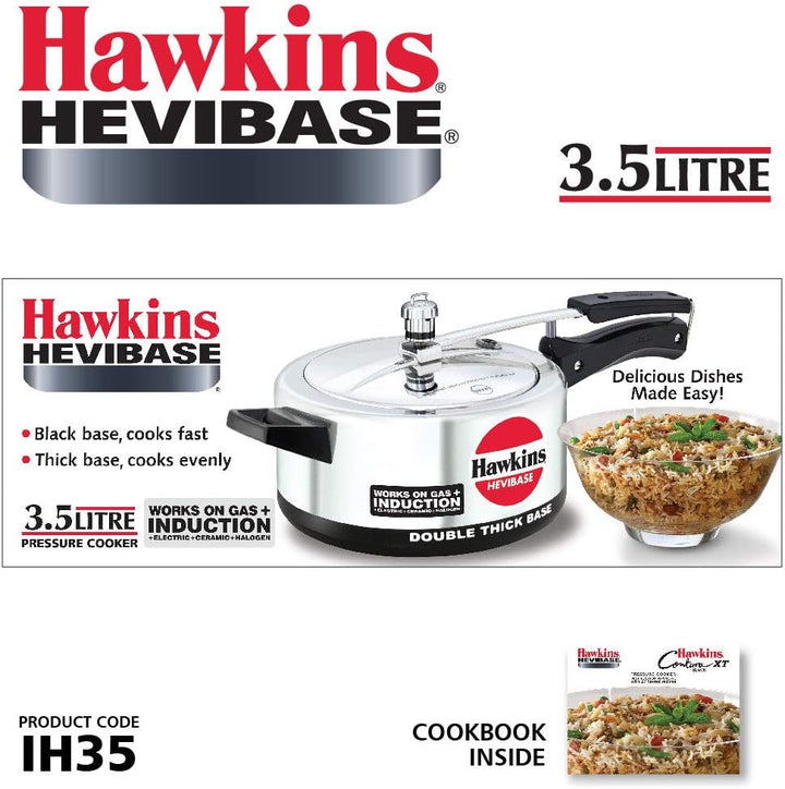 Hawkins Hevibase IH35 Schnellkochtopf, Aluminum, Silver 3.5 Liters, 3.5 Liters