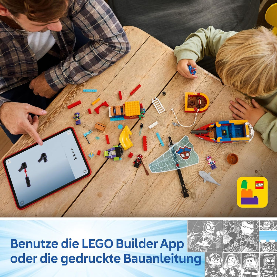 LEGO ǀ Piratenschiff von Spideys Team - Superhelden Set mit einem Schiffsmodell, 2 Booten, 4 Minifig