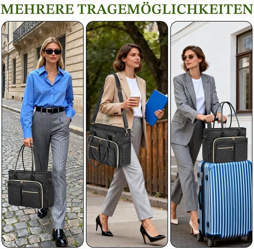 Laptoptasche Damen 15,6 Zoll Lehrertasche Gross Aktentasche Tasche mit 2 Seitentaschen, Notebooktasc