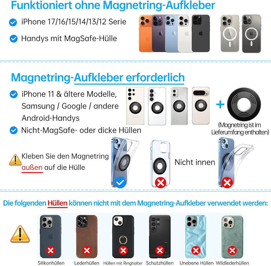 Coolpow Handyhalterung Auto für MagSafe Autohalterung【Stärkste Saugnapf & Ultra-stabil】Handyhalterun