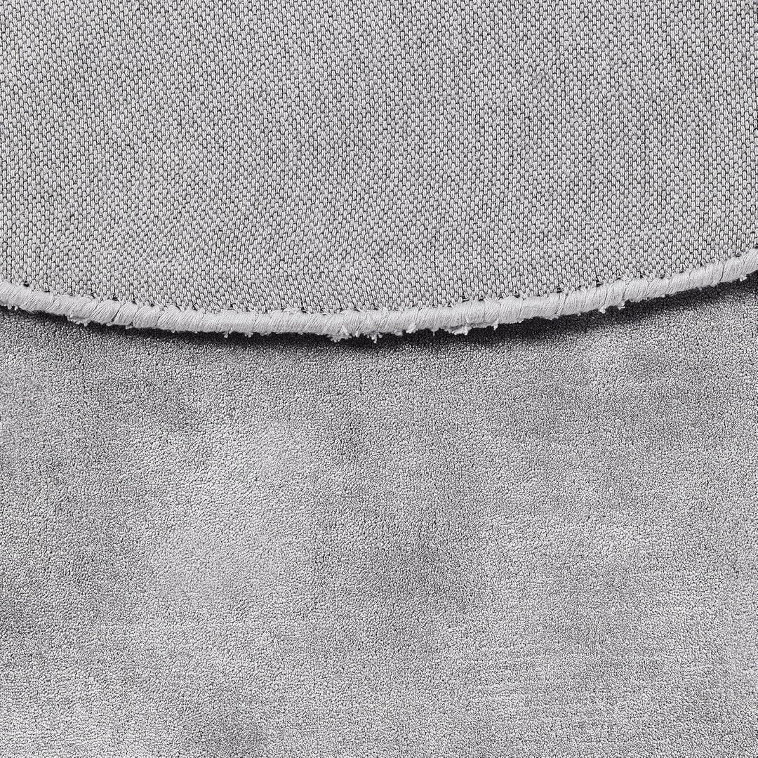 Teppich Viskose helles Grau rund 140 cm einfarbig handgewebt Kurzflor Gesi II