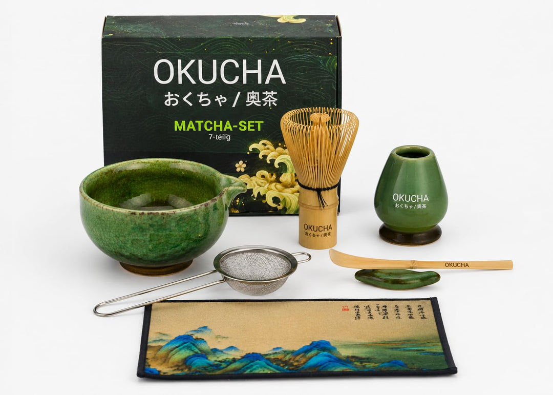 Matcha Set Handgedrehtes Macha Tea Set mit Bambus Matcha Besen, Keramik Matcha Schale, Löffel und Ha