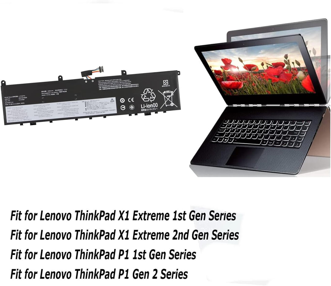 AKKEE L17C4P72 Laptop Akku für Lenovo ThinkPad X1 Extreme Gen 1/ Gen 2 ThinkPad P1 Gen 1/ Gen 2 Seri