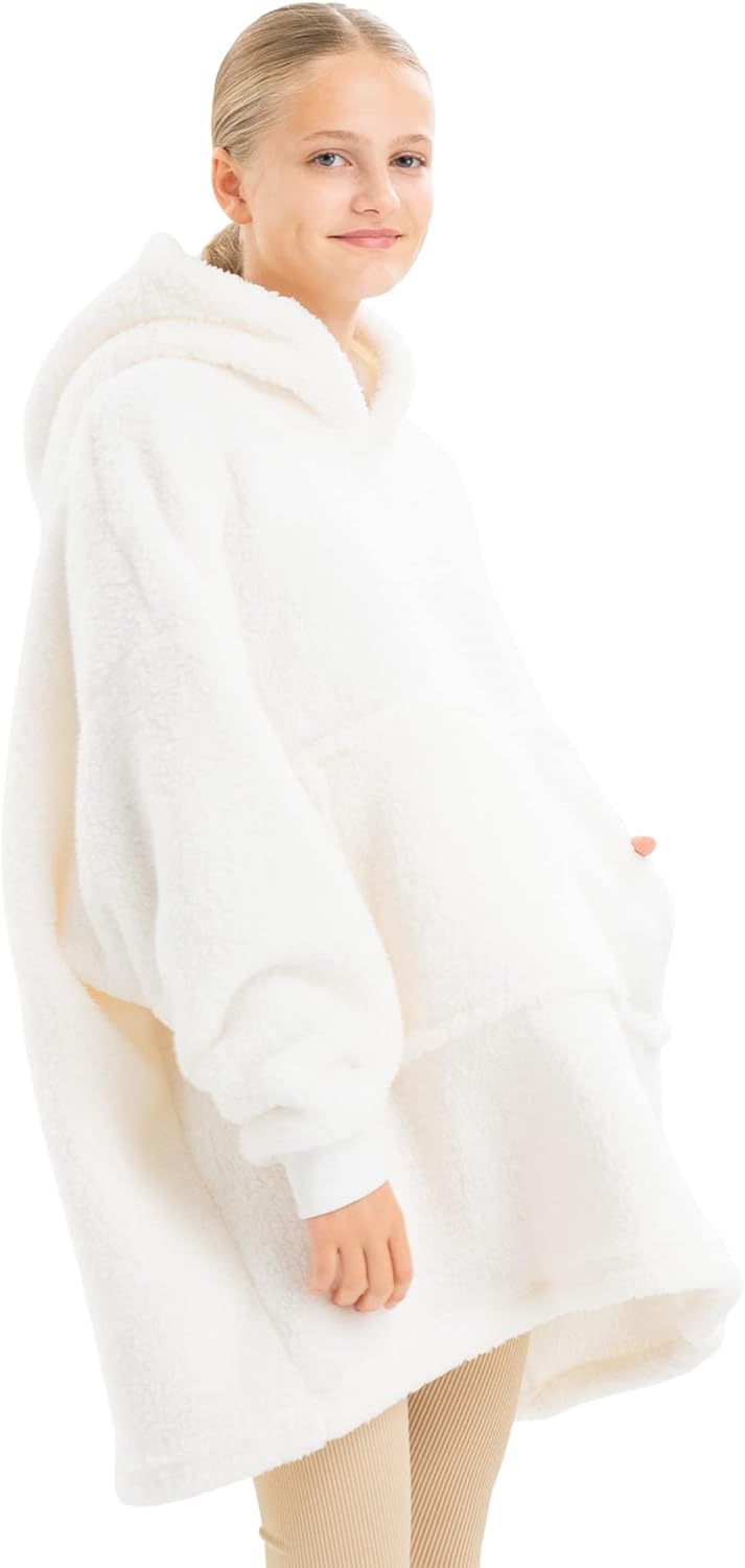 HOMELEVEL Kinder Fleece Hoodie Pullover - Pulli mit Kapuze für Jungs und Mädchen - Kuschel Sweatshir