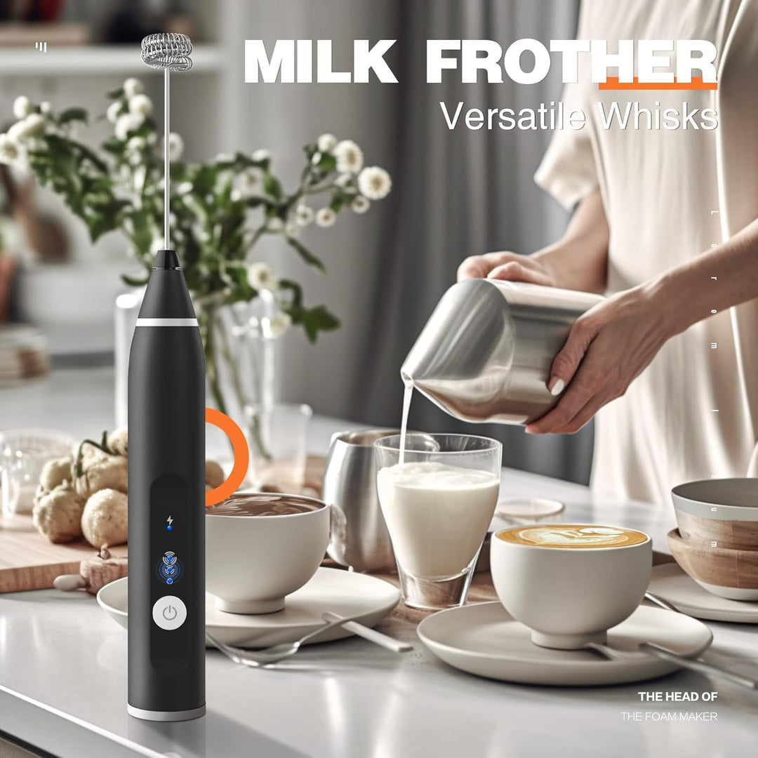 Kleiner elektrischer Schneebesen, USB-Aufladung Mini Foamer Handmilchschäumermischer für Kaffee Latt