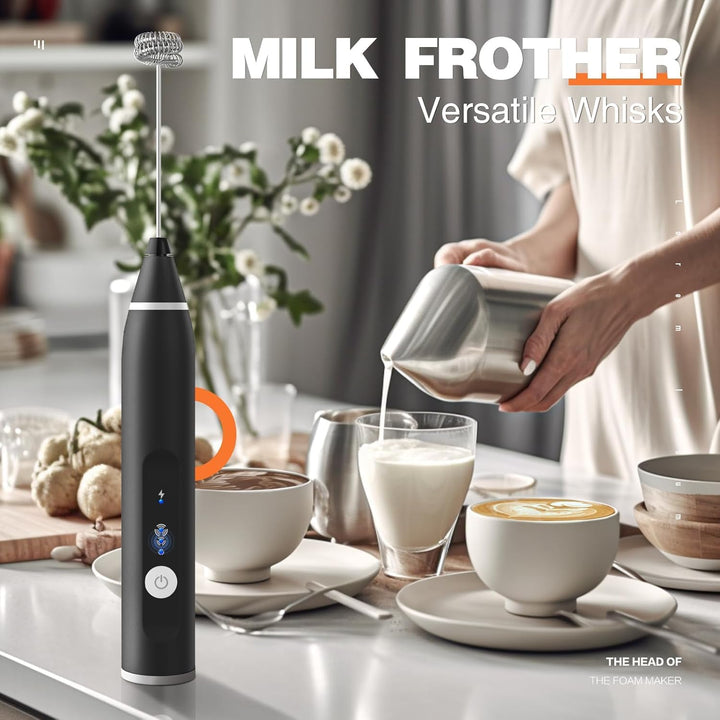 Kleiner elektrischer Schneebesen, USB-Aufladung Mini Foamer Handmilchschäumermischer für Kaffee Latt