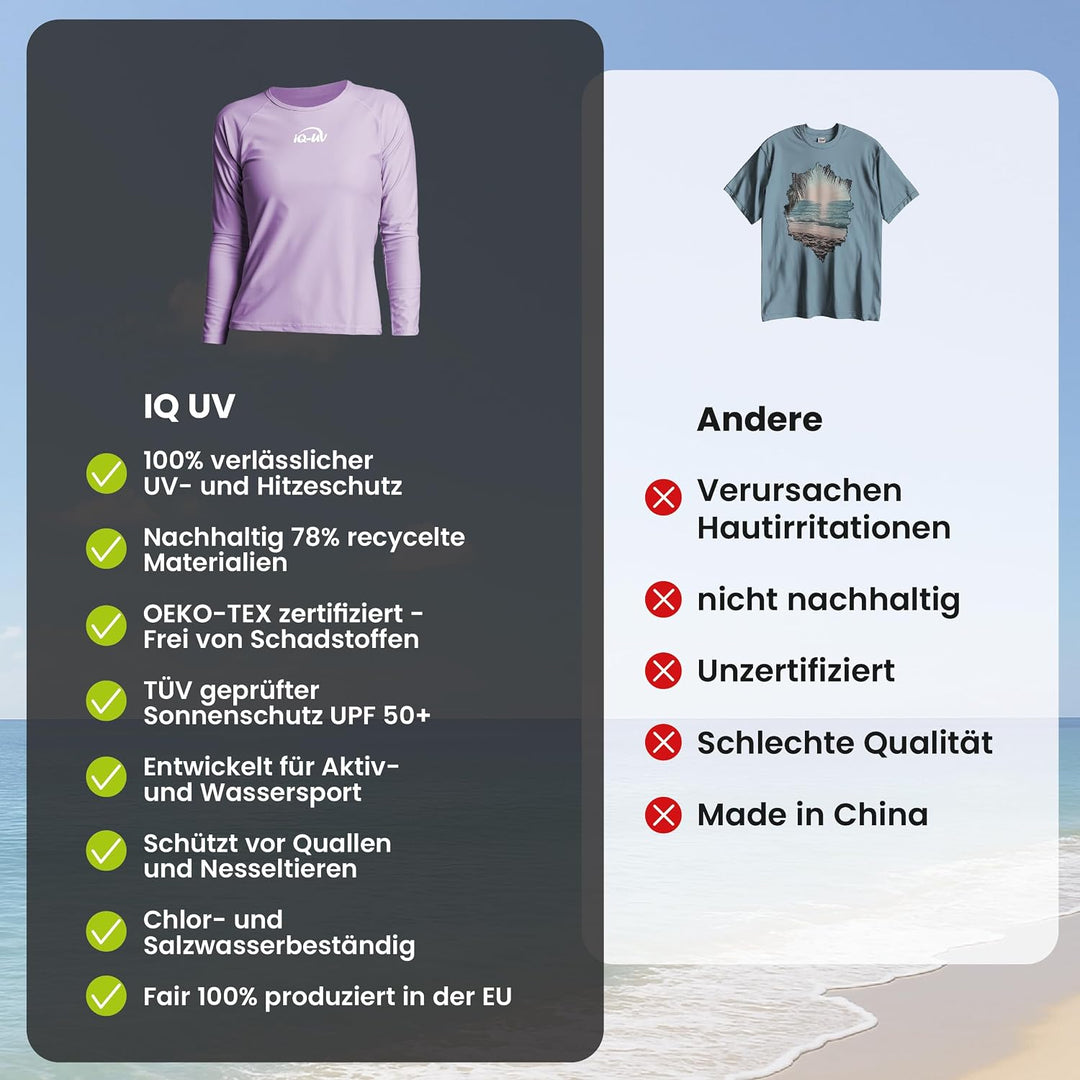 iQ-UV Shirt Langarm Damen iQ Company UV Schutz Bekleidung Wasser Schnorcheln recycelt XXL Lila, XXL