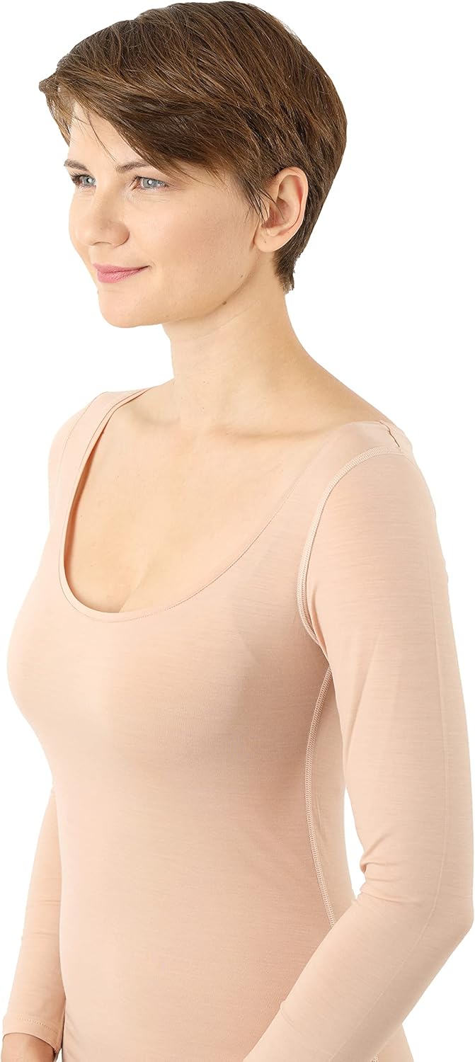 ALBERT KREUZ Damen Funktionsunterhemd Merinowolle-Tencel™ Lyocell unsichtbar tiefer Rundausschnitt X
