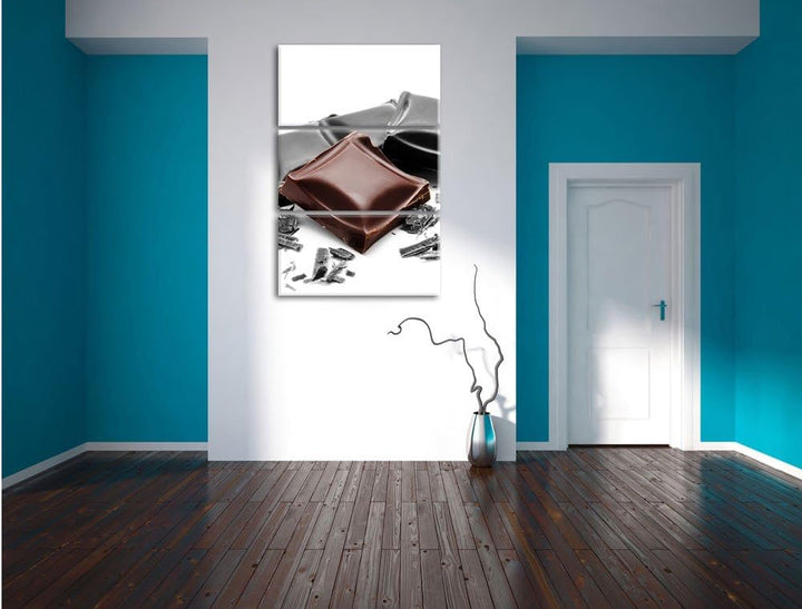 Pixxprint leckere Tafel Schokolade 3-Teiler Leinwandbild 120x80 Bild auf Leinwand