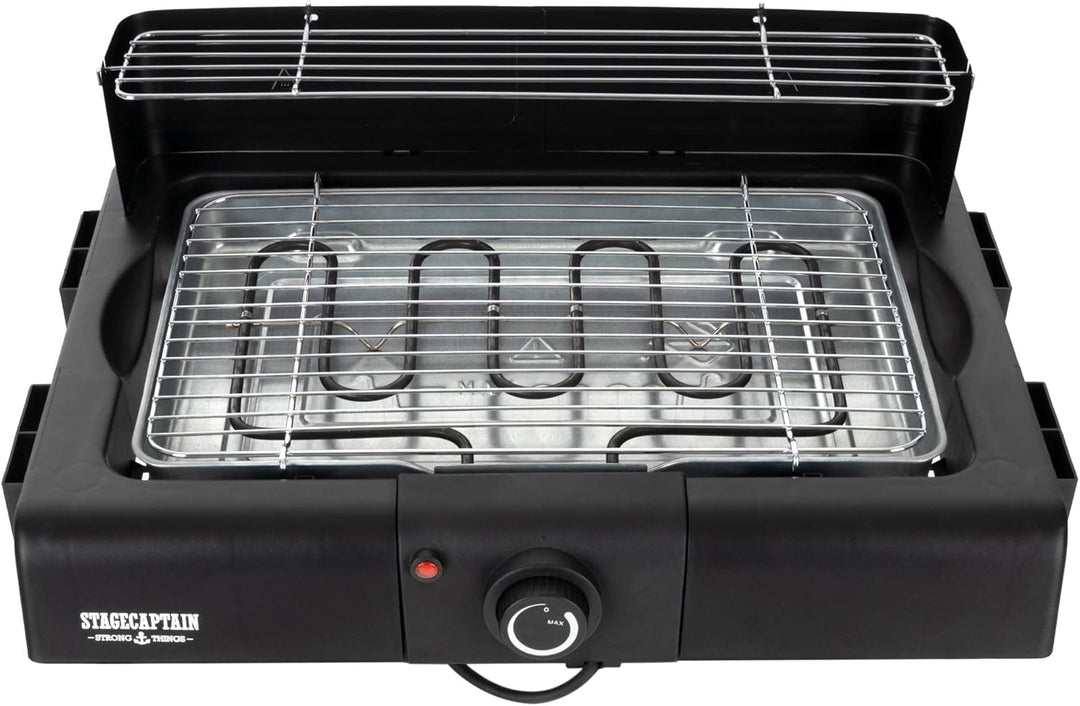 Stagecaptain EBBQ-2000 Elektrogrill 2000W - 3in1 Grill - Tischgrill, Standgrill mit Grillrost und Gr