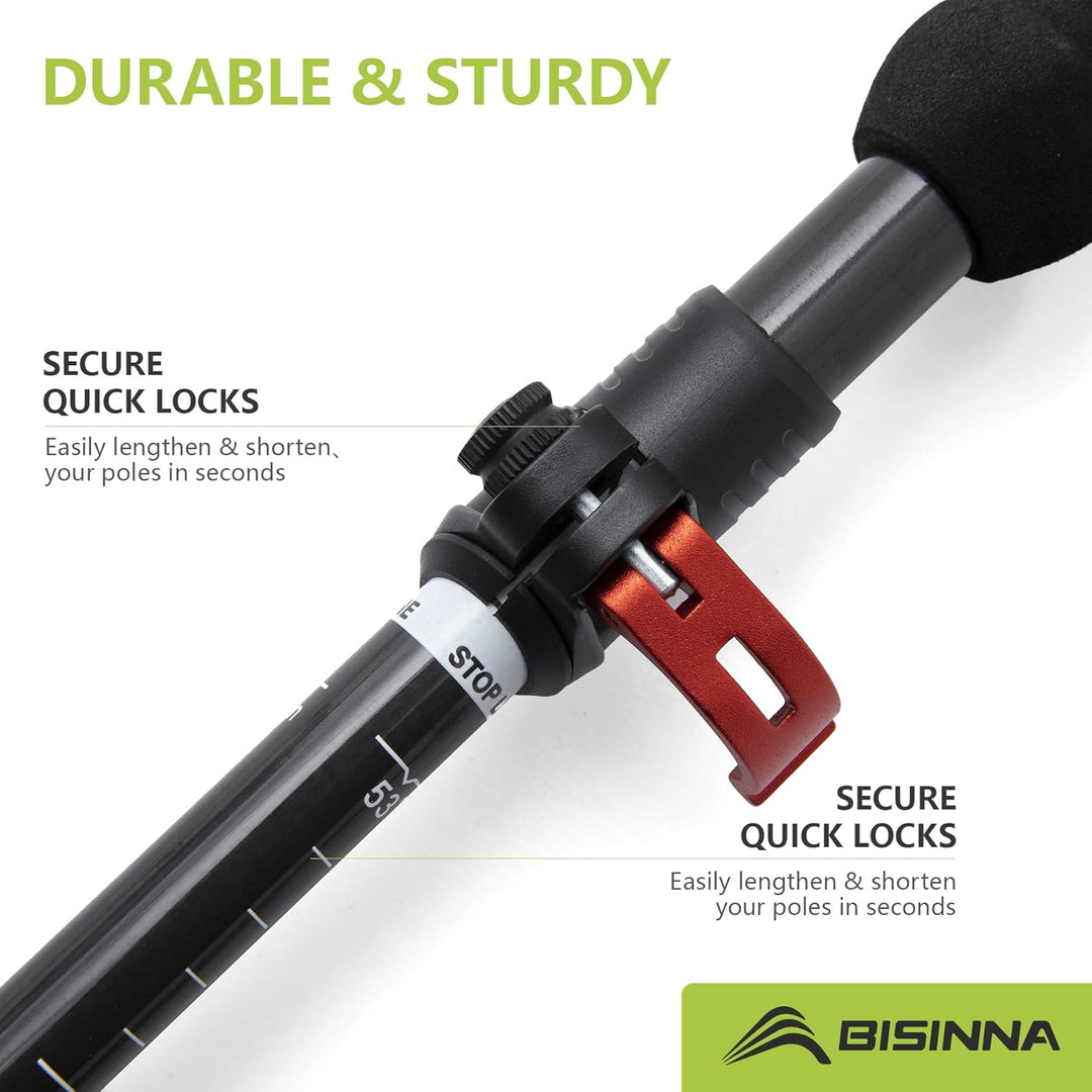 BISINNA Carbon Nordic Walking Stöcke Wanderstöcke ultraleichte 249g verstellbar 35-135cm Trekkingstö