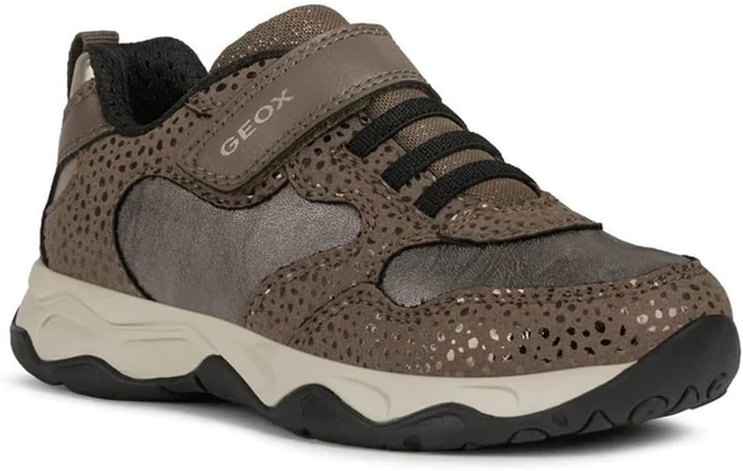 Geox Mädchen J Calco Girl A Sneakers 43 EU Smoke Grey Gold, 43 EU Smoke Grey Gold