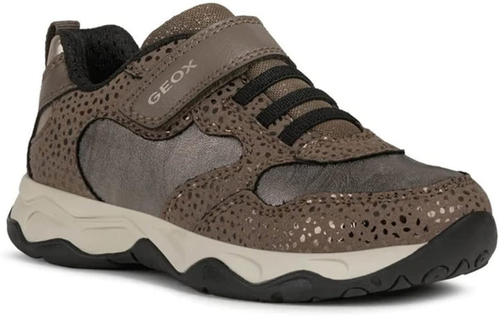 Geox Mädchen J Calco Girl A Sneakers 43 EU Smoke Grey Gold, 43 EU Smoke Grey Gold