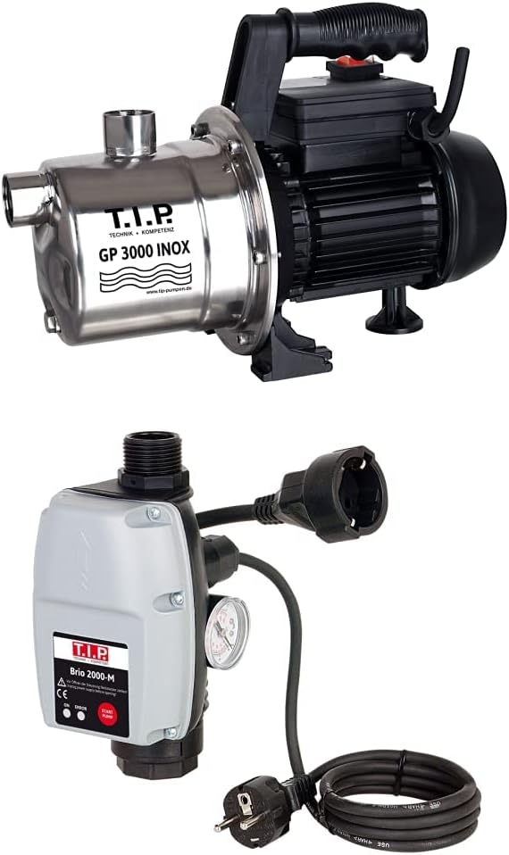 T.I.P. Gartenpumpe Edelstahl GP 3000 INOX + T.I.P. 30241 Elektronische Pumpensteuerung BRIO 2000 M F