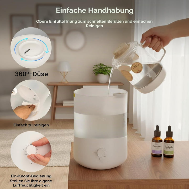 Romon Luftbefeuchter, Aroma Diffuser Humidifier für Schlafzimmer Kinderzimmer und Pflanzen mit 360°