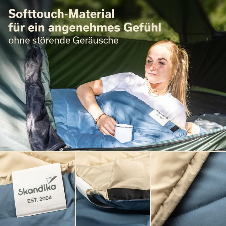 Skandika Schlafsack Oppdal| Deckenschlafsack für Erwachsene, 3 Jahreszeiten, Kompakt, leicht, rechte
