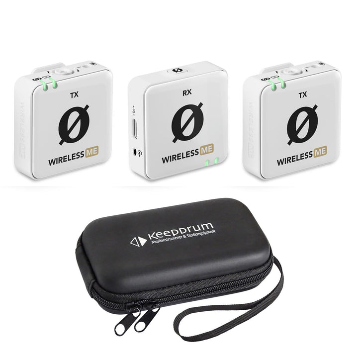 Rode Wireless ME Dual drahtloses Mikrofon-System kabelloses Mikrofon Funk-System Weiss + keepdrum So