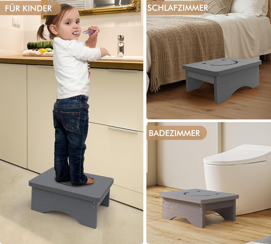 Tritthocker mit rutschfestem Gummi für Erwachsene, Senioren und Kinder, 40 x 32 x 14 cm, Lächeln Des